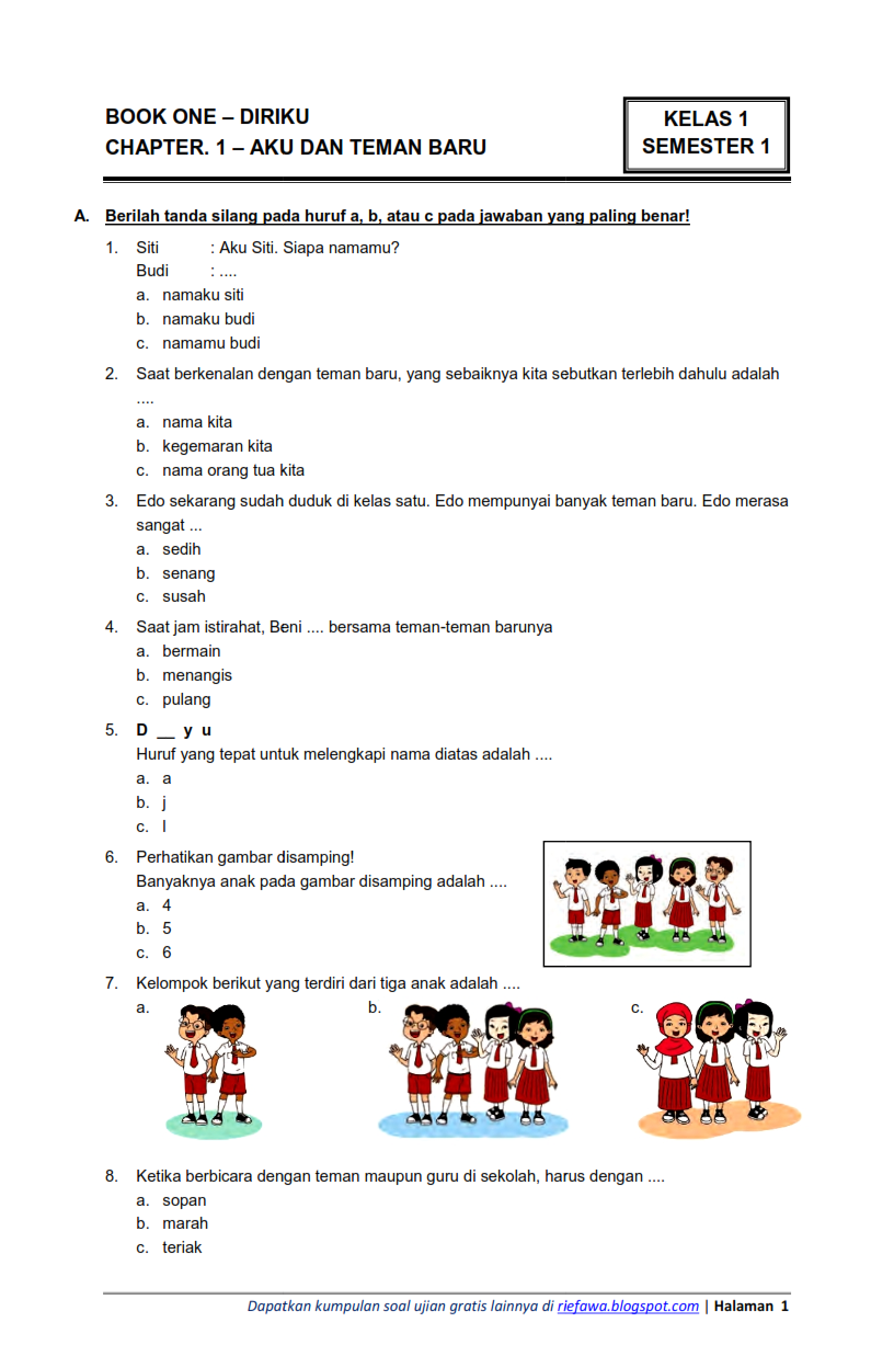 download soal ulangan harian 2 kelas 3 sd semeter 2