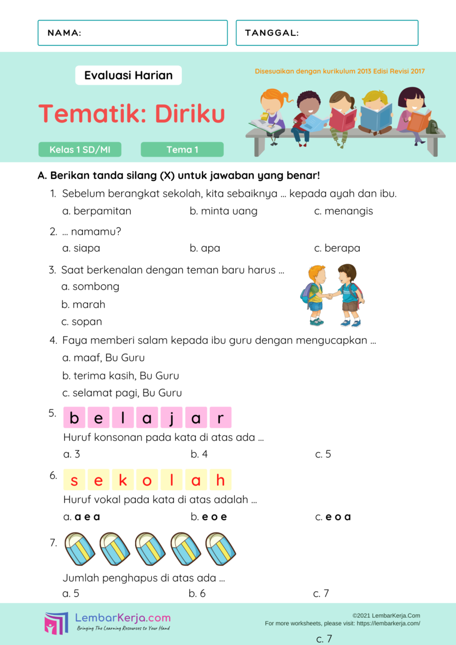 10 Contoh Soal Pilihan Ganda Tematik Kelas 1 yang Wajib Dikuasai Siswa Sebelum Ujian 2026