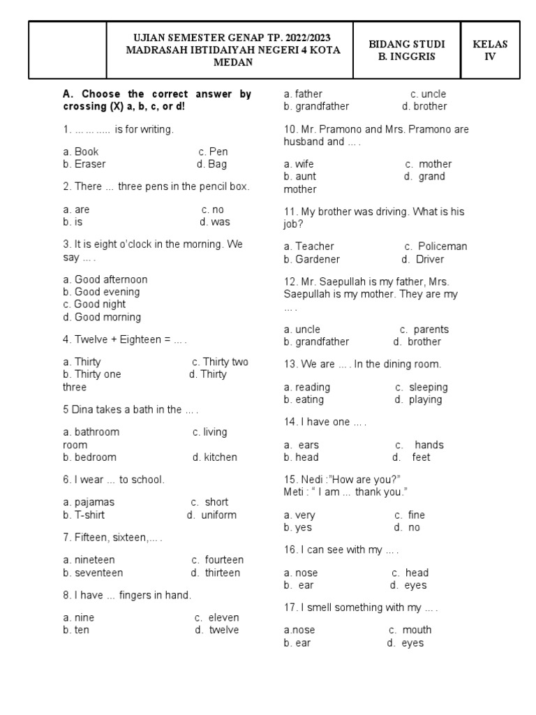 10 Tips Terbukti latihan soal uas semester 2 bahasa inggris kelas 4 sd pasti lulus 10 Tips Terbukti latihan soal uas semester 2 bahasa inggris kelas 4 sd pasti lulus