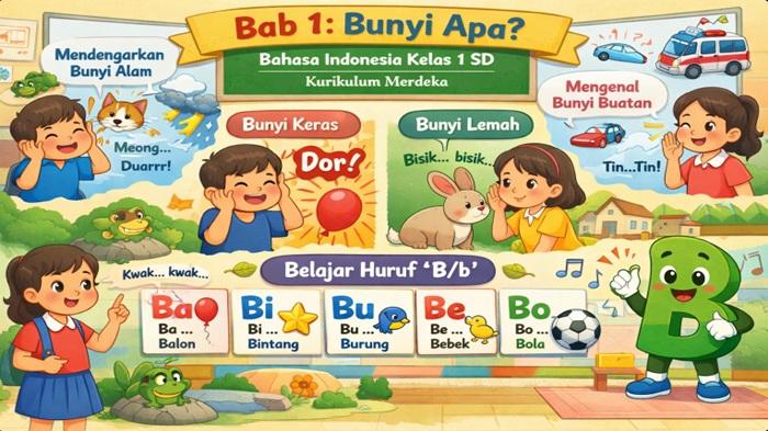 Ringkasan Materi dan Contoh Soal HOTS Bahasa Indonesia Kelas 1 SD