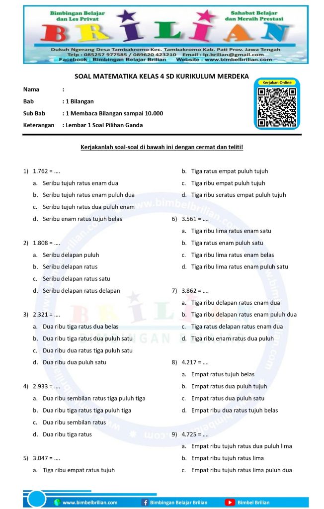 Contoh Soal Pilihan Ganda Matematika Kelas 4 SD Semester 1 Terbaru 2026 Beserta Kunci Jawaban yang Wajib Diketahui