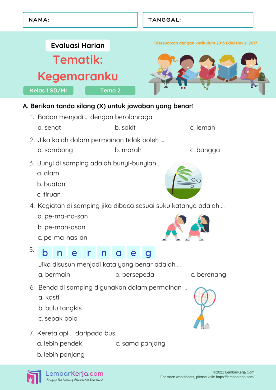 Mengukur Pemahaman Dini Contoh Soal Ulangan Harian Kelas 1 Tema 1