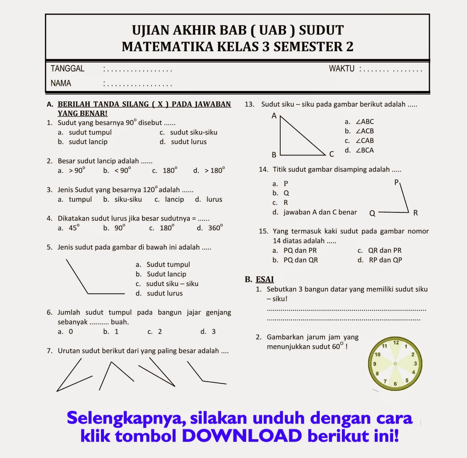 Kumpulan Contoh Soal Semester 2 Kelas 1 K 13 Terbaru Agar Nilai Raport Melejit Kumpulan Contoh Soal Semester 2 Kelas 1 K 13 Terbaru Agar Nilai Raport Melejit