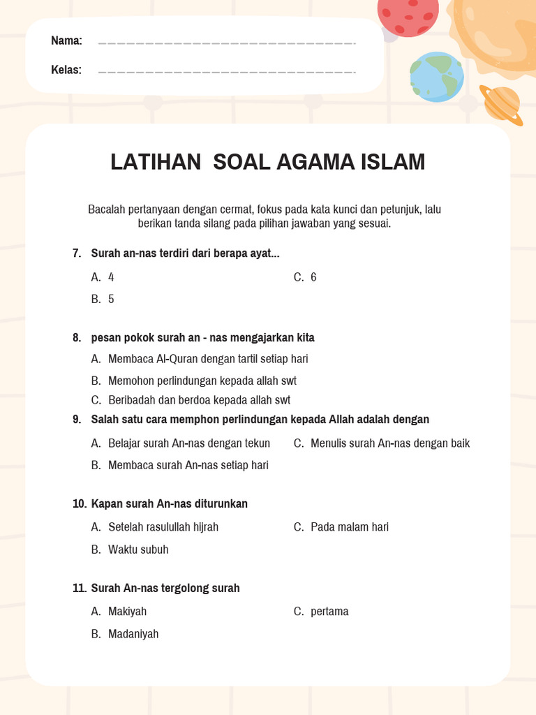 Lengkap! Ini 50 Contoh Soal Agama Islam Kelas 7 Semester 1 Kurikulum 2013 Terbaru
