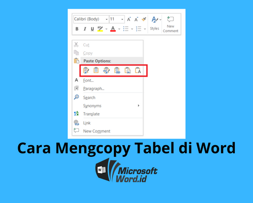 cara copy tabel di word agar urutan hurufnya tidak berubah