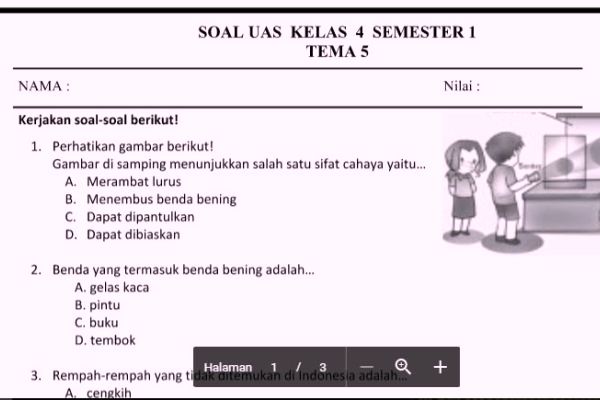 Terbukti 7 Tips Kuasai Latihan Soal UAS Kelas 4 Semester 1 Tema 3 Sebelum Nilai Turun