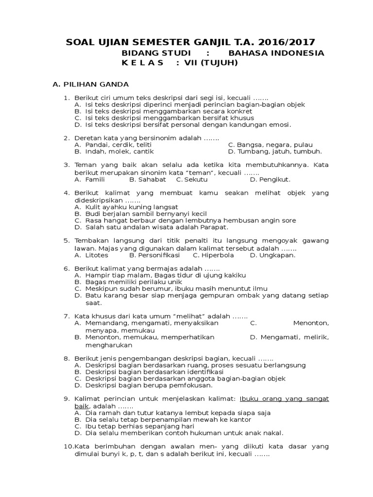 Ternyata Ini 5 Contoh Soal Pilihan Ganda Teks Narasi Kelas 7 Semester 1 yang Sering Muncul di Ujian